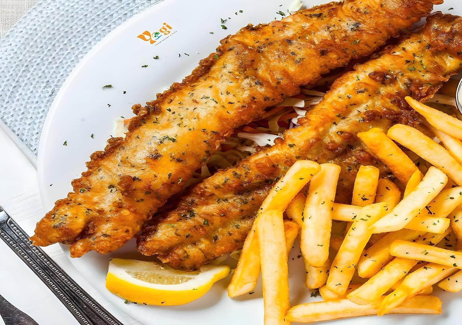 Crispy fish & fries at the café